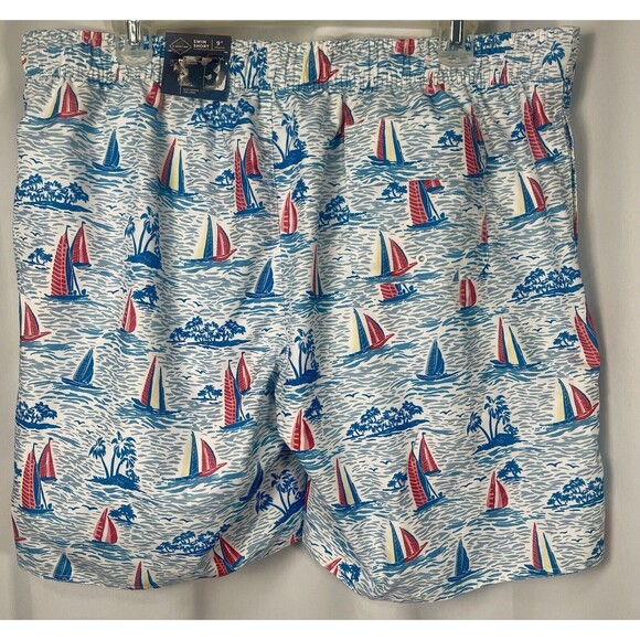 St John’s Bay Blue Sailboat Swim Short 9” Inseam Sz XXL New - Picture 4 of 7